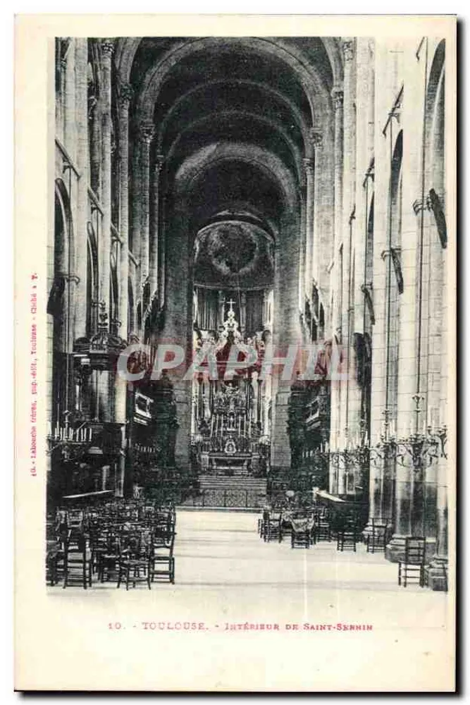 Toulouse - Interior de Saint-Sernin — Éd. Labouchère, Toulouse, n°10 - Frente