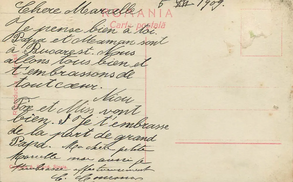 Princesa Maria — em traje tradicional romeno — Ed. C. Sfetea, Bucareste, n°22 - Verso