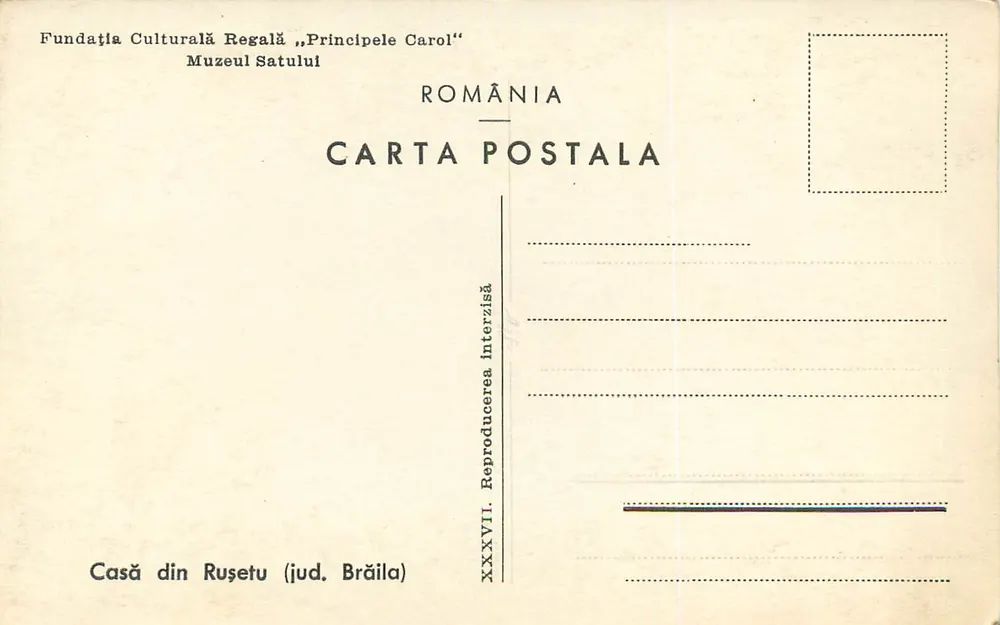 Casa di Rușetu — prov. di Brăila — Fondazione Culturale Reale „Principele Carol” - Verso