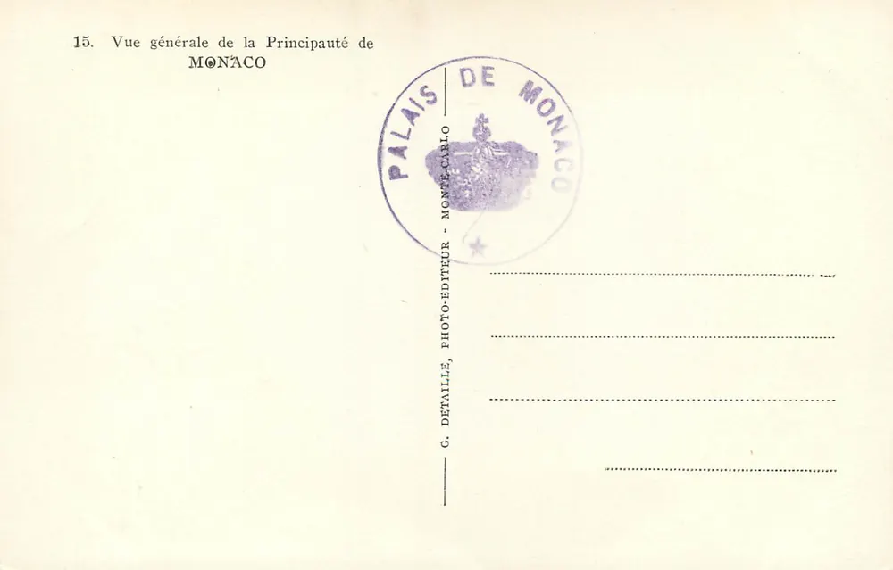 General View of the Principality of Monaco — G. Detaille, photo-publisher, Monaco - Back