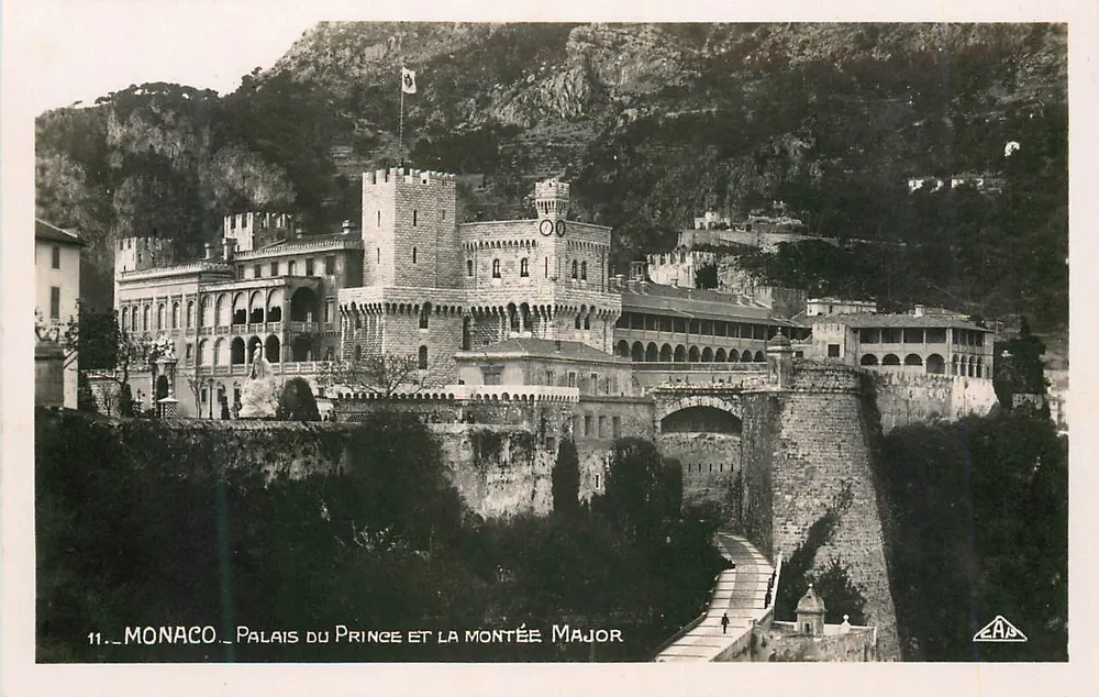Monaco — Palácio do Príncipe e a Montée Major — Editor E.A.A. - Frente