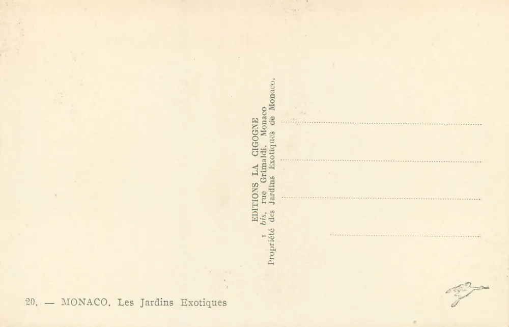 Mônaco — Jardins Exóticos — Éditions La Gigogne - Verso