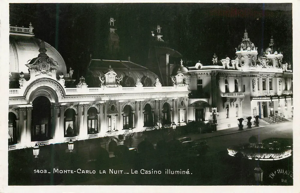 Monte-Carlo la Nuit — Le Casino illuminé — Édition La Cigogne, Nice - Recto