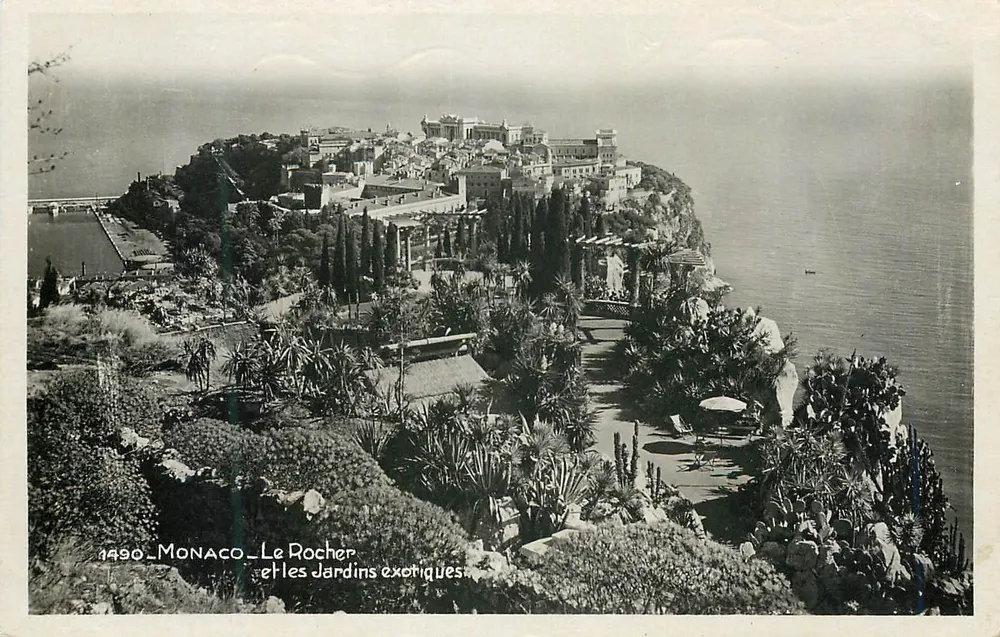 Monaco — Le Rocher et les Jardins exotiques — Éditeur : La Cigogne, n° 1490 - Recto