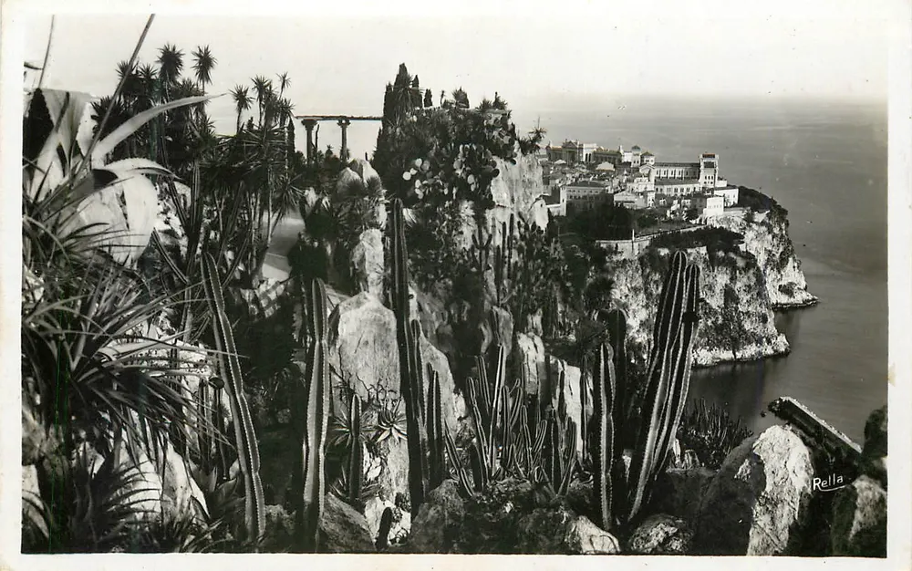 O Rocher de Monaco — vista dos Jardins Exotiques — editor Rella, n°603 - Frente