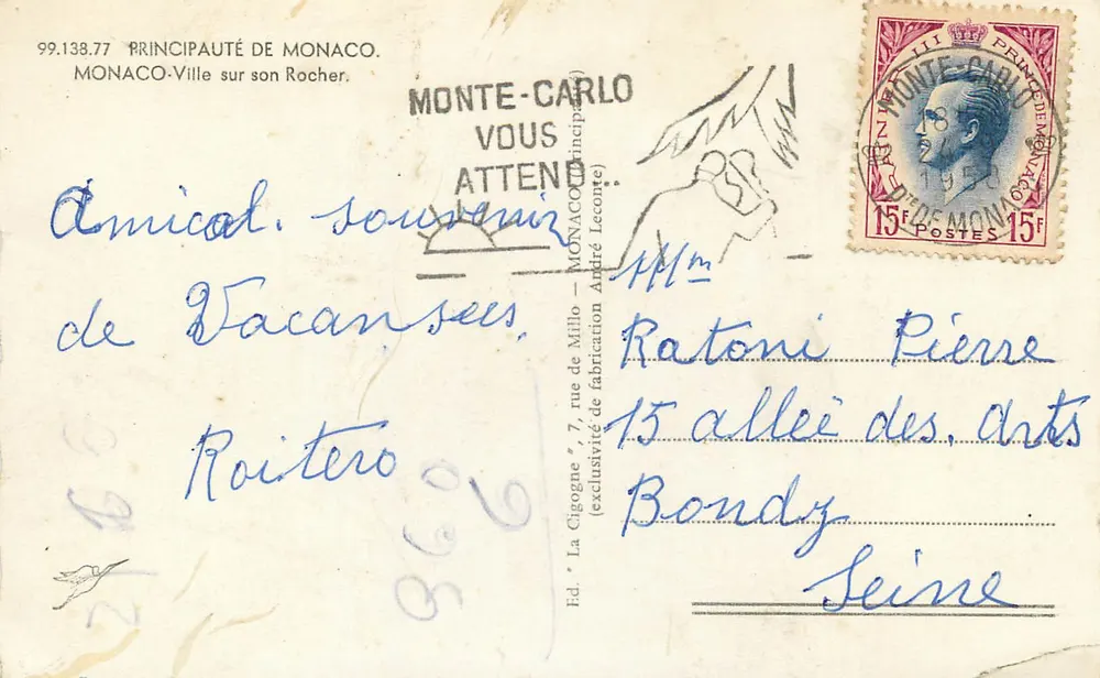La Cigogne — Principato di Monaco — Ed. La Cigogne - Verso