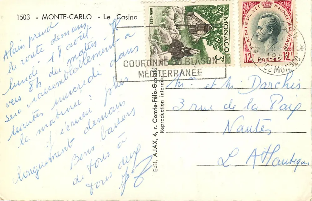 Monte-Carlo - O Casino — Ed. AJAX, n° 1503 - Verso