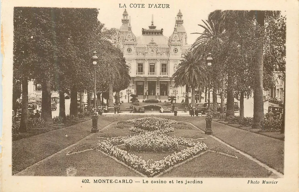 Monte-Carlo — O cassino e os jardins — Foto Munier, n°402 - Frente