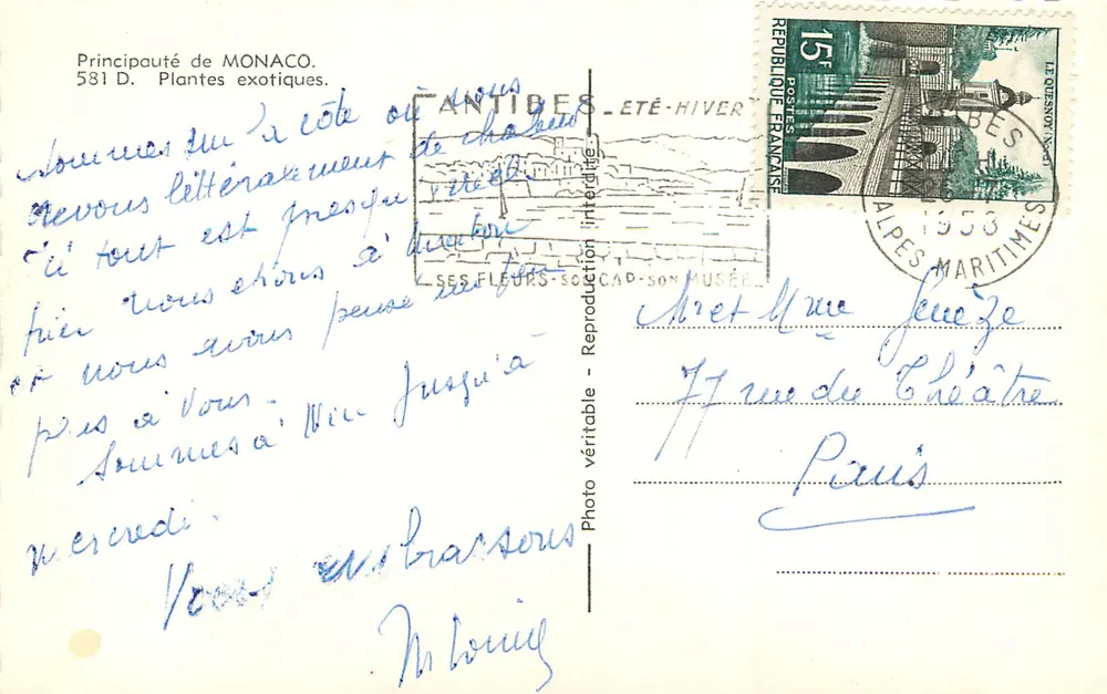 Jardim exótico de Mônaco — Principado de Mônaco. 581 D. Plantas exóticas. — Foto reprodução — Editor: Cad-Son Museu. - Verso