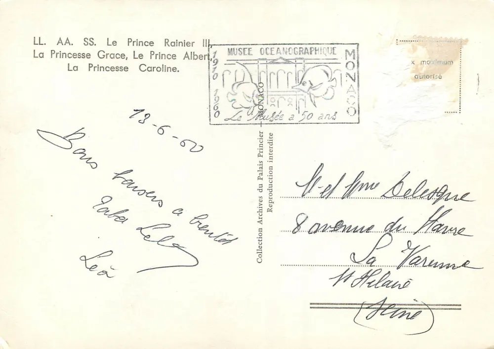 La Princesse Grace, Le Prince Albert II, La Princesse Caroline — Musée Océanographique de Monaco à 50 ans — éditeur : Archives du Palais Princier - Rückseite