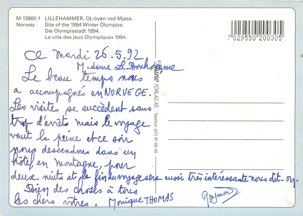 Lillehammer — Site des Jeux Olympiques d'hiver 1994 — éditeur Jomme Forlag AS - Verso