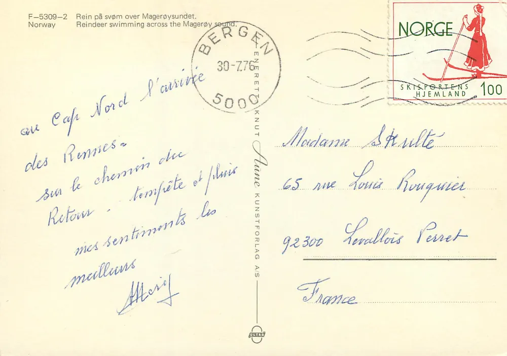 Rennes nageant dans le Magerøy sound — Norvège — éditeur F-5309-2 - Verso
