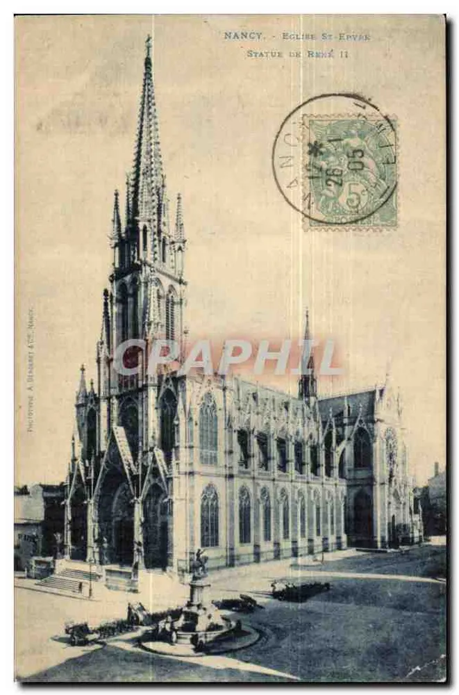 Nancy - Igreja de São Épvère — Estátua de Brébe — Fototipia A. Hébert & Cie, Nancy - Frente