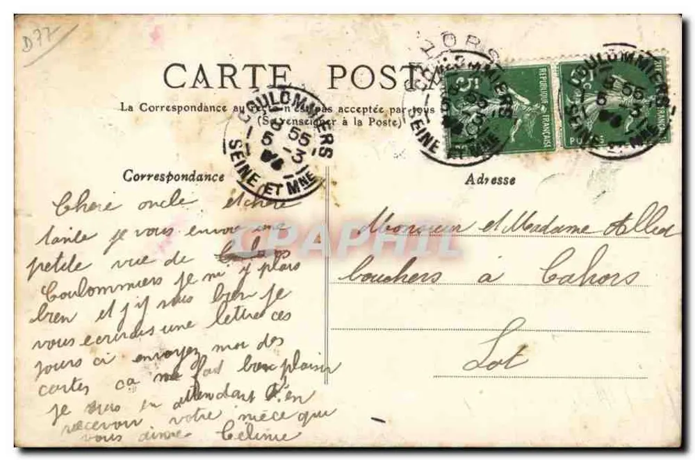 Goulommiers — Ruine dei Capucini — Fototipo A. Rep & Filliette a Château-Thierry - Verso