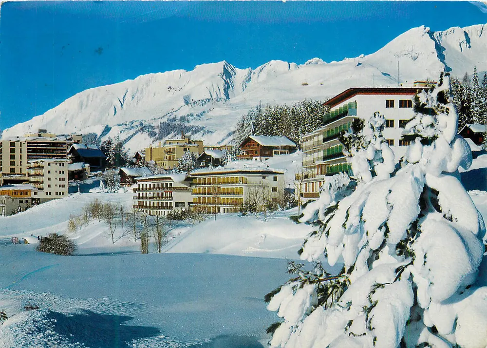 Crans-Sierre (alt. 1500–3000 m) — De station in de winter — Editie C. Bottinelli, Nr 1916 - Voorkant