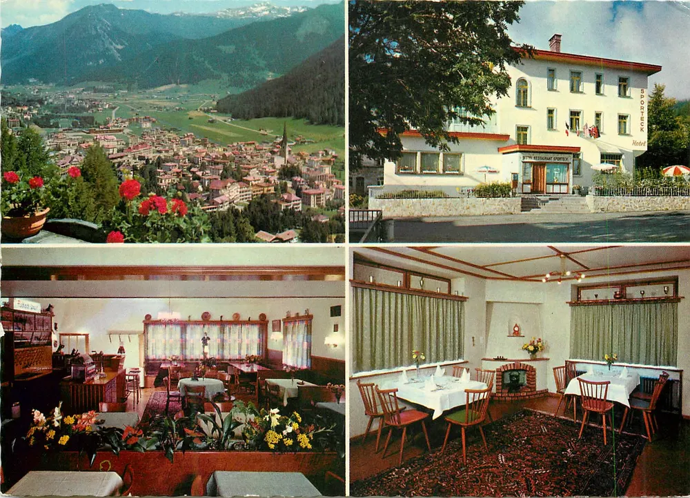 Hotel Restauracja SPORTECK — Davos-Platz, blisko stacji narciarskiej — wydawca Farbenphoto Otto Furter, nr 1-540 - Awers