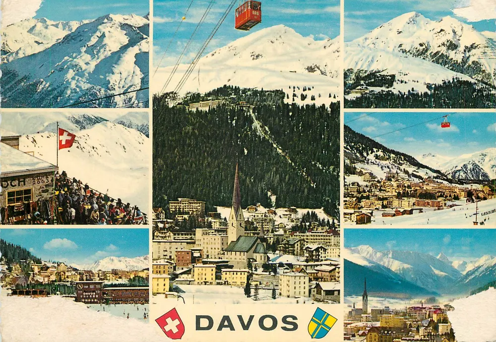 Davos — vista panorâmica nevada — editor Krüger, n° 750/11 - Frente
