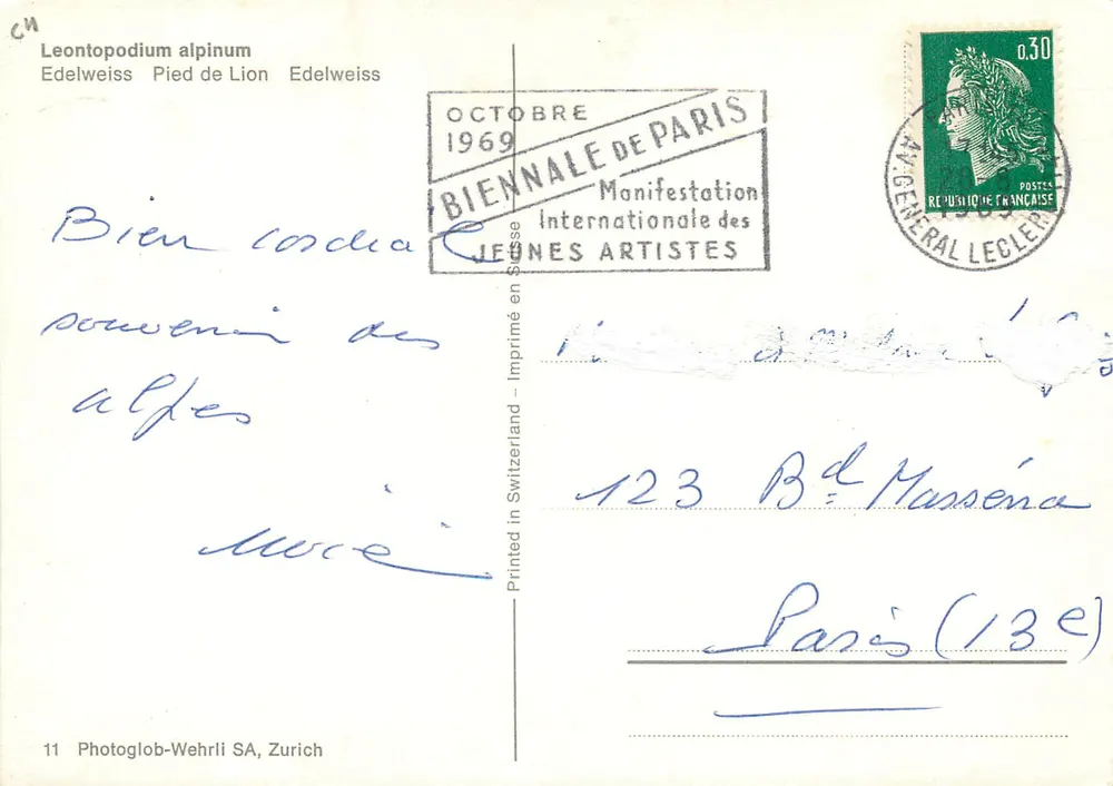 Edelweiss — Leontopodium alpinum — Photoglob-Wehrli SA, Zurique, n°11 - Verso