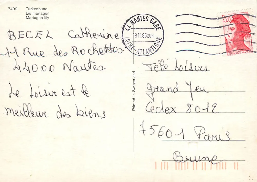 Lis martagon — montanhas nevadas — Türkenbund, n° 7409 - Verso