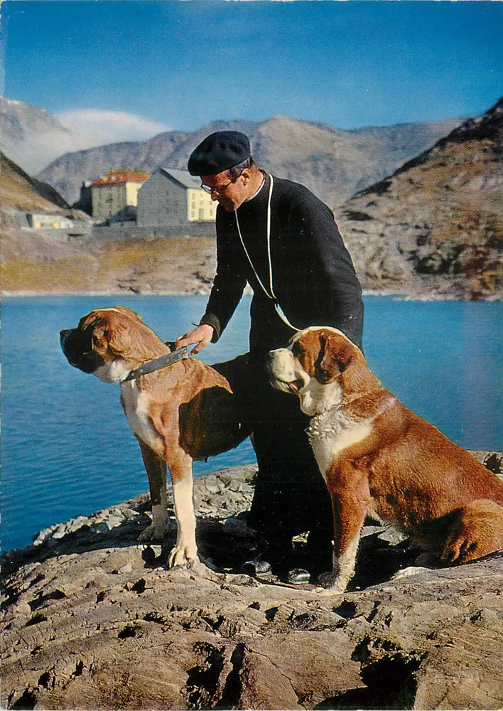 Hospiz des Großen Heiligen Bernhard — Religiöser Mann und seine Hunde — Edition Darbellelay Martigny - Vorderseite