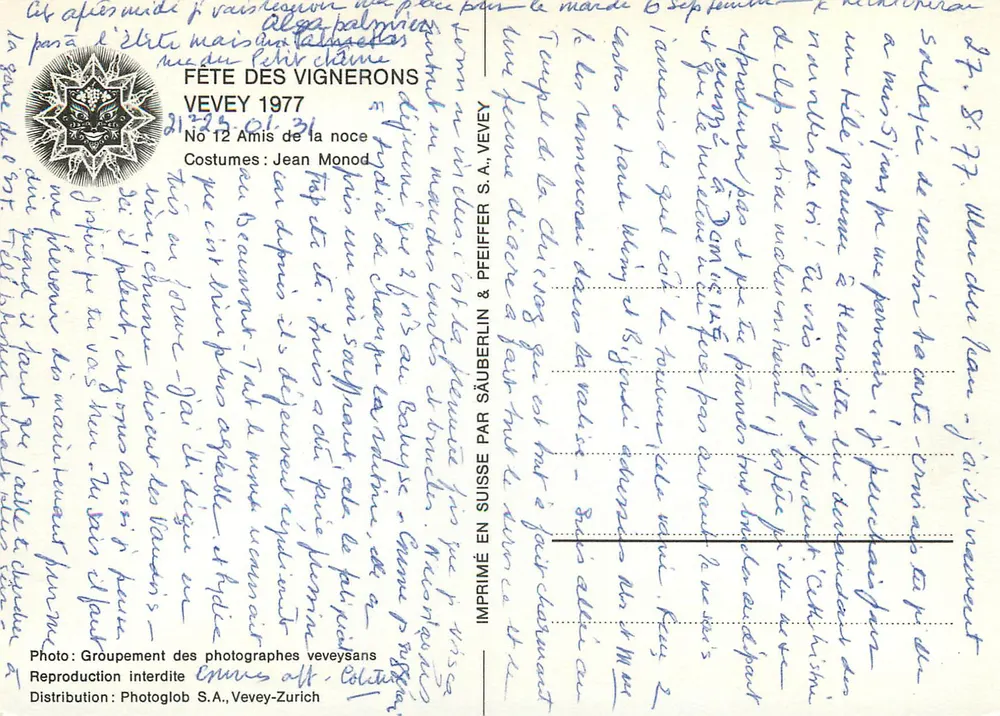 Festa dos Enólogos — Vevey 1977 — Trajes: Jean Monod — No 12 - Verso