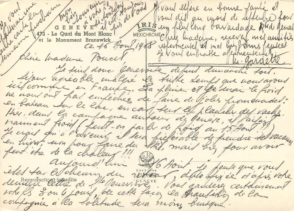 Genf — Quai du Mont-Blanc und das Brunswick-Denkmal — Éditions Ager - Rückseite