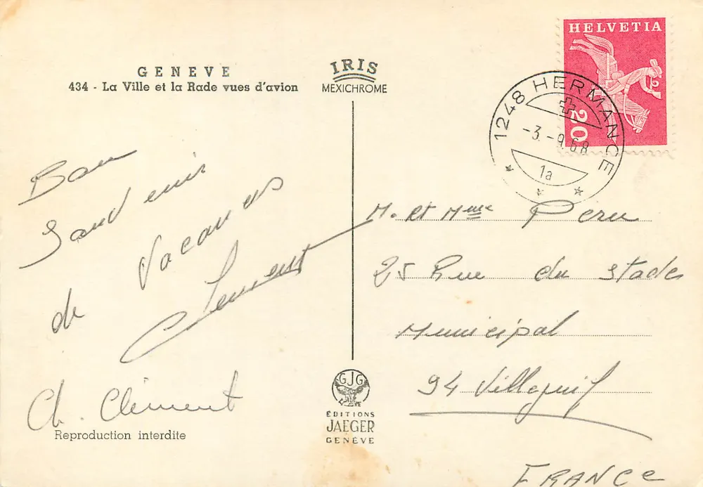 Genève — La Ville et la Rade vues d'avion — Éditions Jaeger - Verso