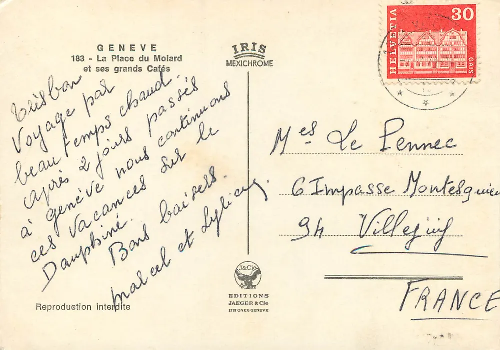 Place du Molard — Genève — Éditions Jaeger & Cie, n°183 - Verso