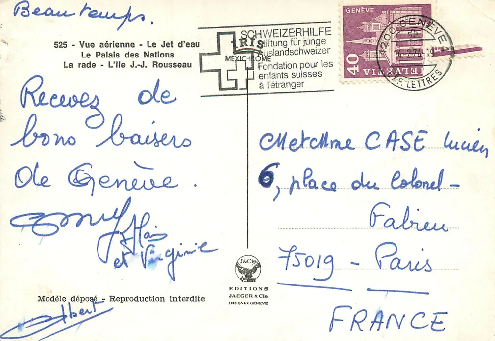 Geneve — Souvenir de Genève — Éditions Jaeger à Genève - Verso