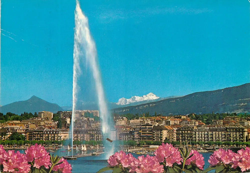 Geneva — O Jato d'Água e o Monte Branco (4807 m) — Editions Cours - Frente