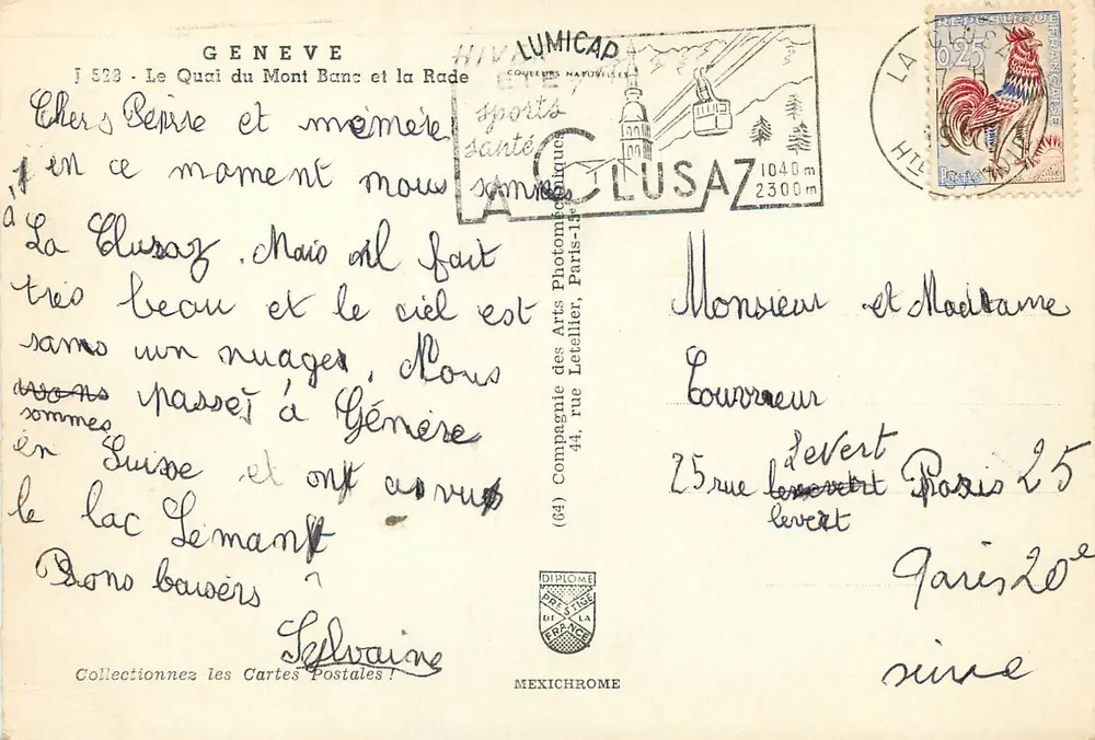 Genève — Le Quai du Mont-Blanc et la Rade — Lumicap - Verso