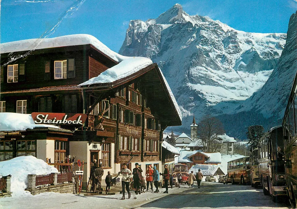 Grindelwald z Wetterhornem — Gasthof Steinbock — wydawca A. Kiener, nr 2240 - Awers