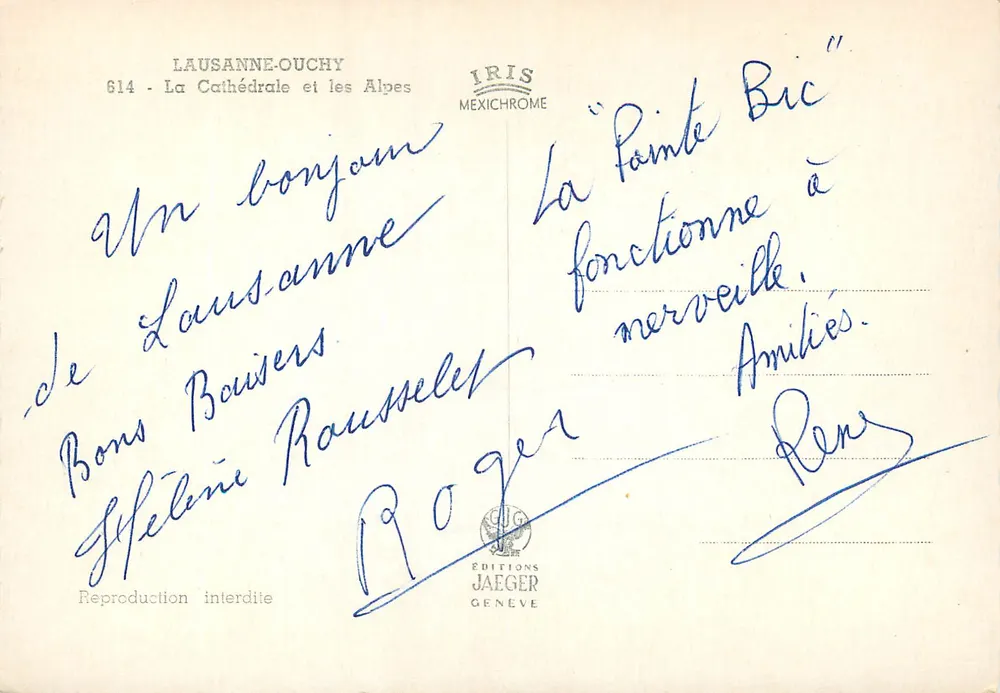 Lausanne-Ouchy — La Cathédrale et les Alpes — Éditions Jaeger, n° 614 - Verso