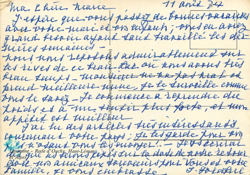 Lac Léman — Vue du port de Lausanne — Rade d'Ouchy, Haut-Léman, éditeur Librairie Fargerat - Verso