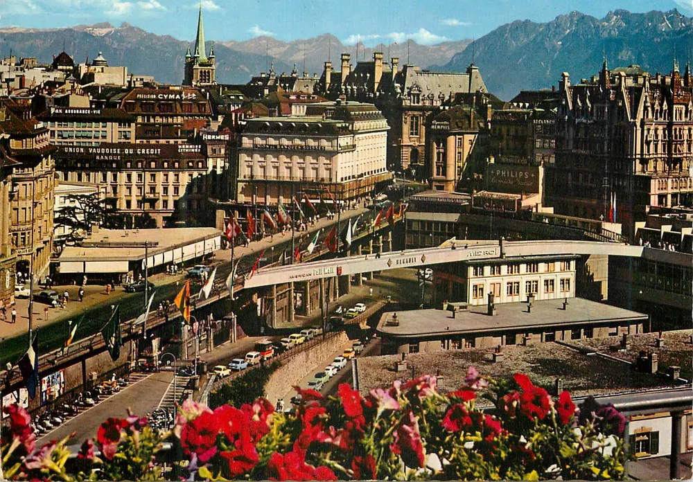 Lausanne — vista do Grand-Pont — Edições Jaeger, Genebra - Frente