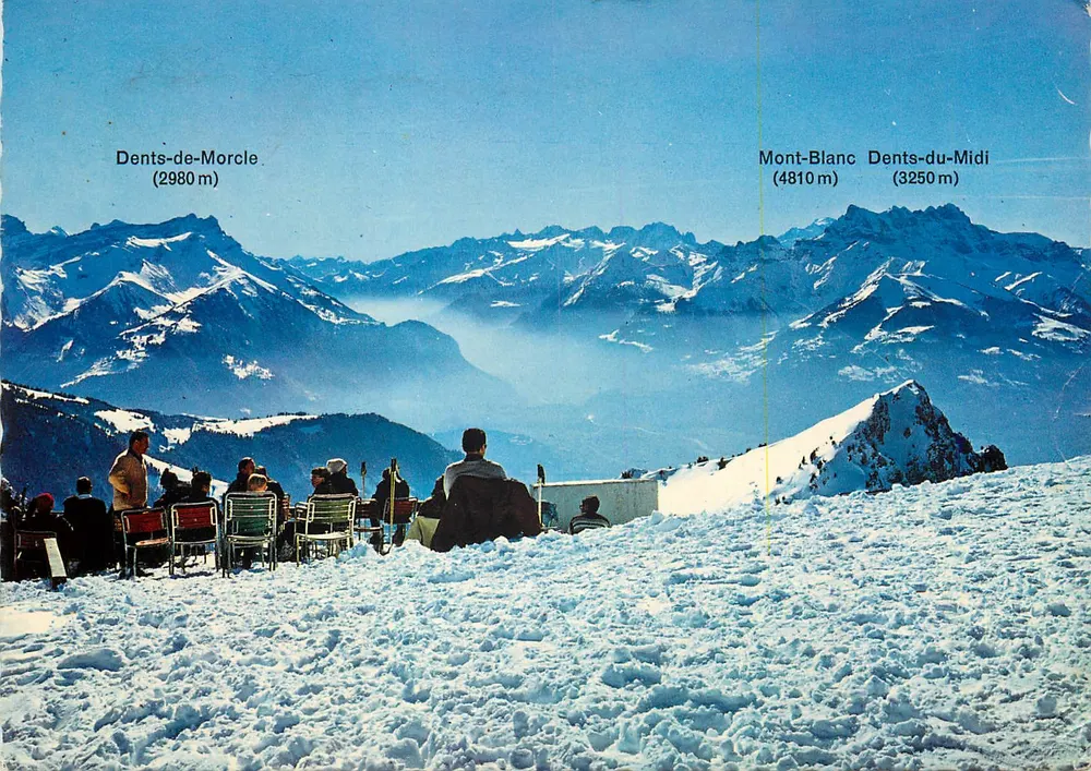 Panorama da Berneuse sobre Leysin (Alpes vaudoises; alt. 2048 m) — Photoglob-Wehrli S.A., Zurique/Vevey — n° 9081 - Frente