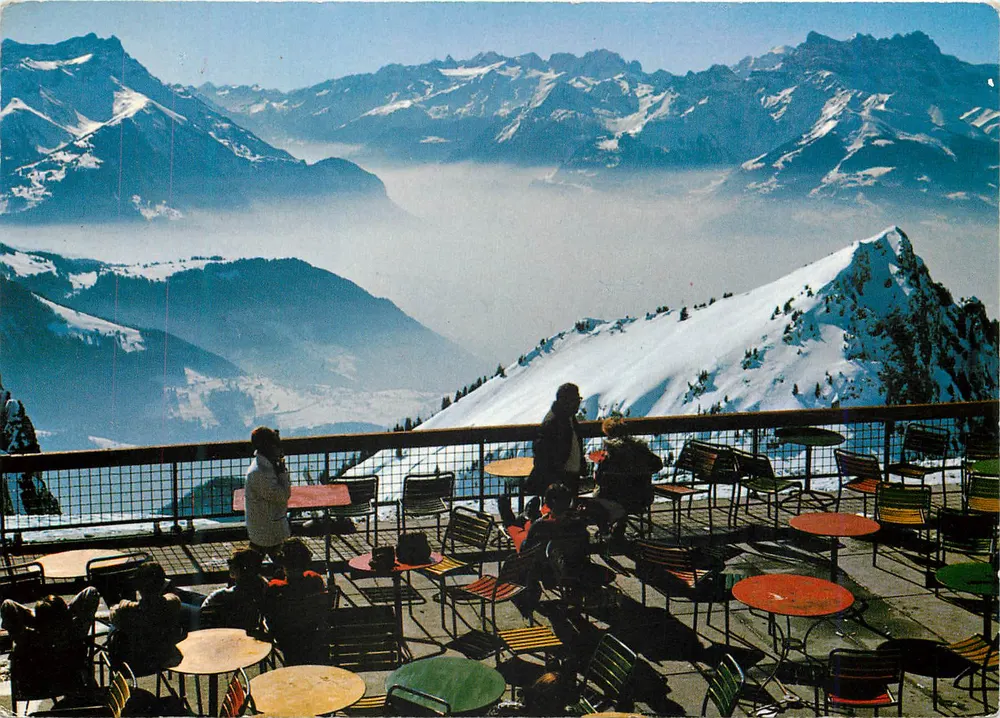 Leysin-La Berneuse (2048 m) — Im Hintergrund, die Dents-de-Morcles und die Dents-du-Midi — Foto und Verlag G. Nicca, Leysin, n° 528 - Vorderseite