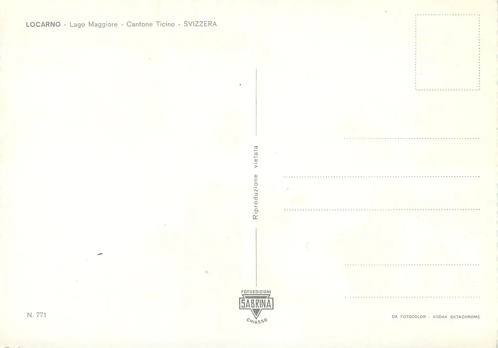 Locarno — vista panorâmica — FOTOEDIZIONI SABRINA N. 771 - Verso