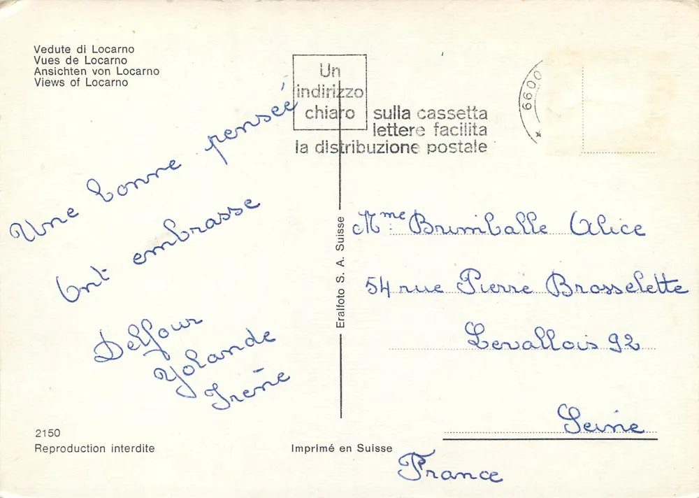 Locarno — Lago Maggiore — Eralfoto S.A. Suisse, n°2150 - Verso