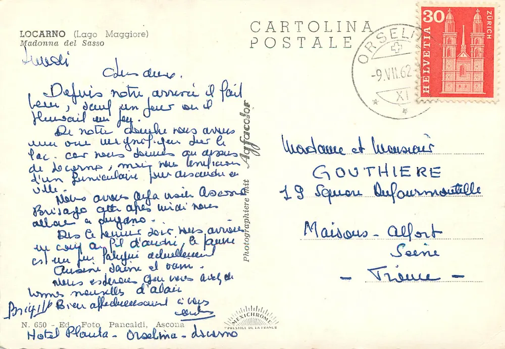 Vista del Lago Maggiore — Madonna del Sasso — editor IRIS, n° 650 - Reverso