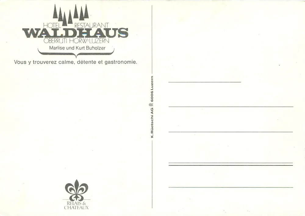 Hotel-Restaurant Waldhaus Oberrüti-Horw-Luzern — Luftbild — K. Rüetschi AG - Rückseite