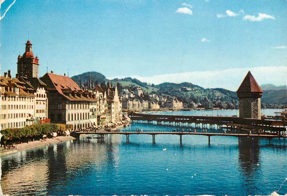 Luzern - Kapellbrücke — wydawca Verlag Engelberger, Stans, nr 4611 - Awers
