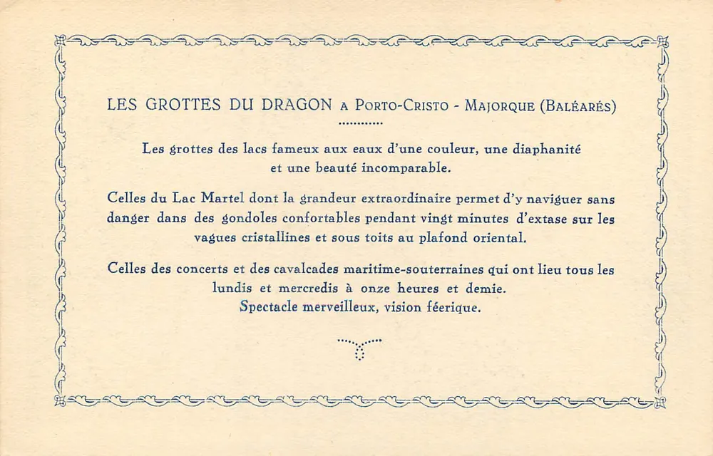 Cuevas del Drach - Mallorca — « El monje vigilante » — Verlag nicht sichtbar - Rückseite