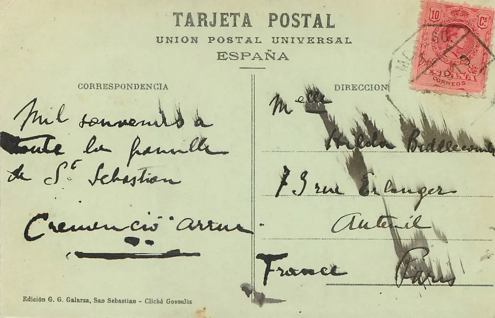 San Sebastián — Scènes de plage — Édition G. G. Galarza, San Sebastián - Cliché Gopualès - Verso
