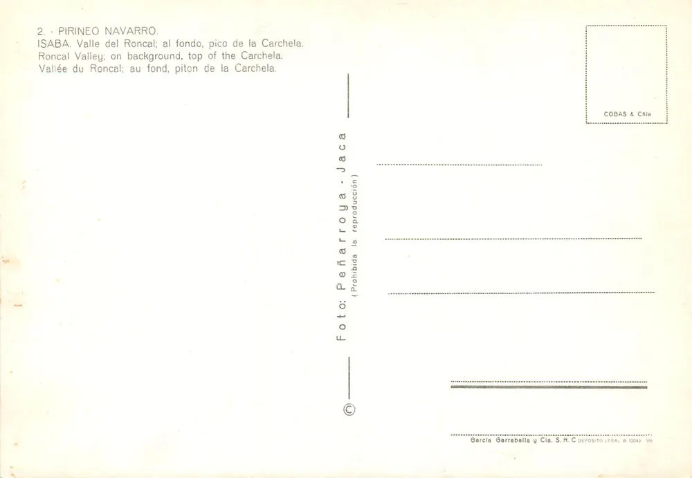 Vallée du Roncal — pico de la Carchela — Garcia Garrabella & Cia - Rückseite