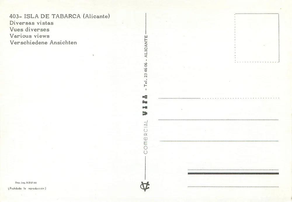 Ilha de Tabarca — Lembrança da ilha de Tabarca — Vipar Comercial - Verso