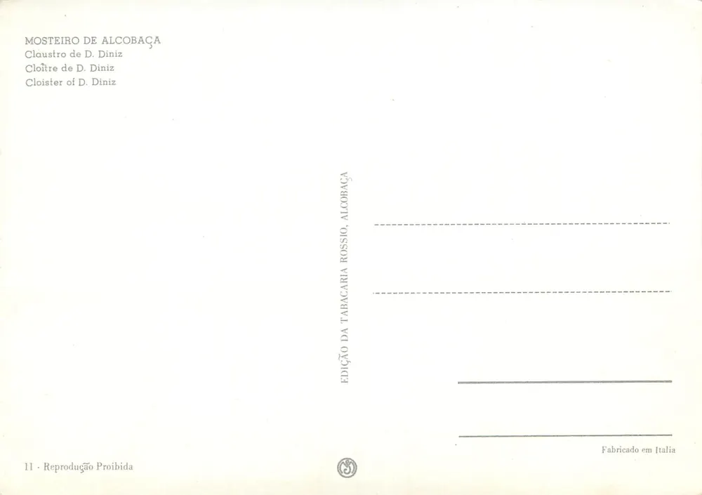 Cloître de D. Diniz — Mosteiro de Alcobaça — Édition Rossio - Verso