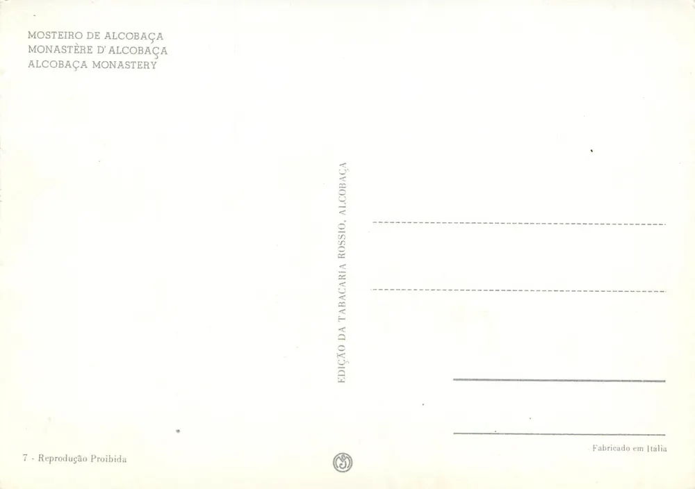 Mosteiro de Alcobaça — Editor Alcobaça Rossio, n°7 - Verso
