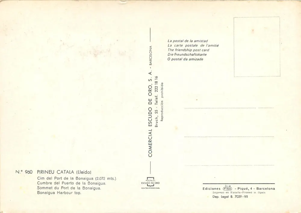 Lleida en Alpàs — Schloss am Rand eines gefrorenen Sees — Verlag Comercial Escudo de Oro, Nr. 960 - Rückseite