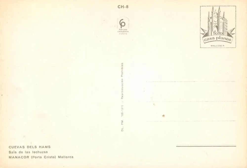 Cuevas dels Hams — Manacor (Porto Cristo) — foto cine casa planas - Rückseite